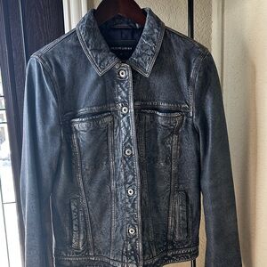 Beautiful Stylish Leather Distressed Denim Blue Jacket for Women
$200. Ship$4.99